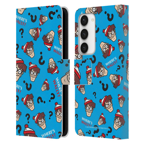 Where's Wally? Graphics Head Pattern Leather Book Wallet Case Cover For Samsung Galaxy S23 5G