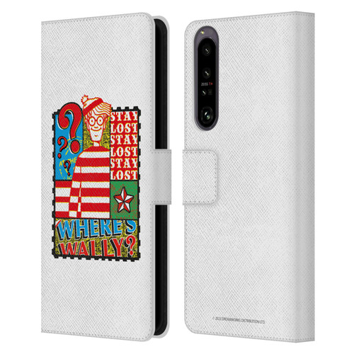 Where's Wally? Graphics Stay Lost Leather Book Wallet Case Cover For Sony Xperia 1 IV