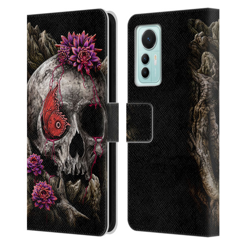Sarah Richter Skulls Butterfly And Flowers Leather Book Wallet Case Cover For Xiaomi 12 Lite