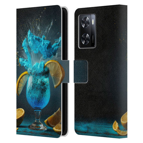 Spacescapes Cocktails Blue Lagoon Explosion Leather Book Wallet Case Cover For OPPO A57s