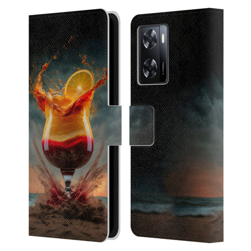 Spacescapes Cocktails Summer On The Beach Leather Book Wallet Case Cover For OPPO A57s