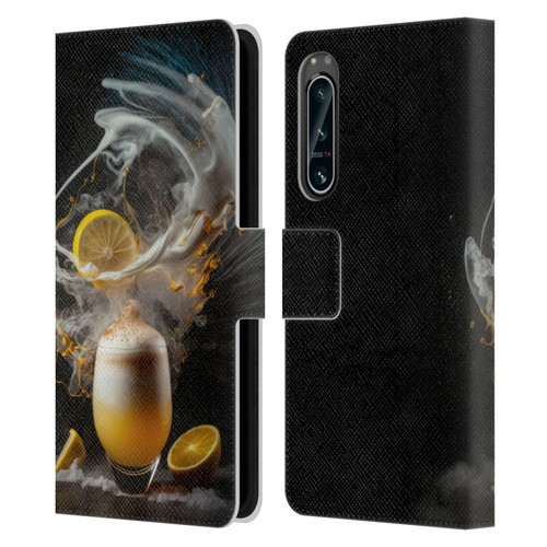 Spacescapes Cocktails Explosive Elixir, Whisky Sour Leather Book Wallet Case Cover For Sony Xperia 5 IV