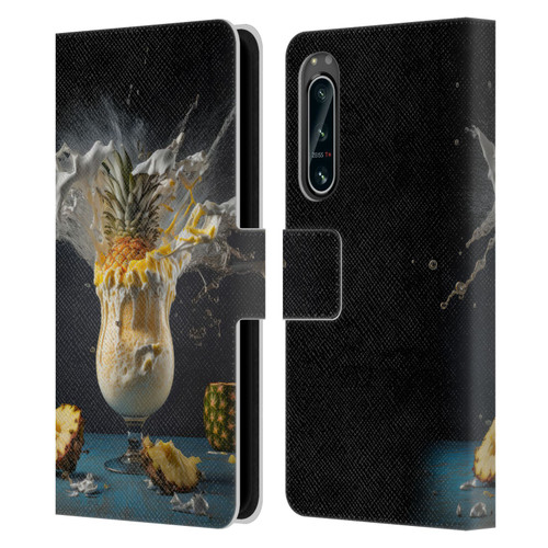 Spacescapes Cocktails Piña Colada Pop Leather Book Wallet Case Cover For Sony Xperia 5 IV