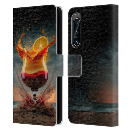 Spacescapes Cocktails Summer On The Beach Leather Book Wallet Case Cover For Sony Xperia 5 IV