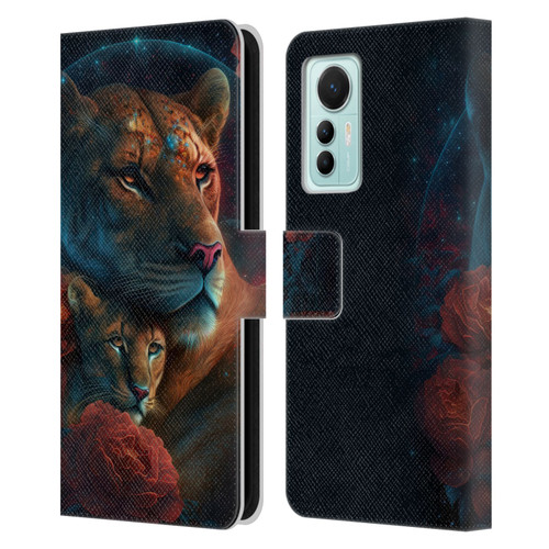 Spacescapes Floral Lions Star Watching Leather Book Wallet Case Cover For Xiaomi 12 Lite