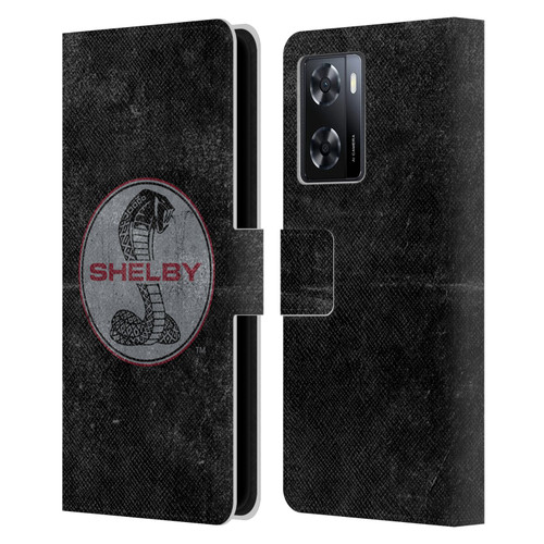 Shelby Logos Distressed Black Leather Book Wallet Case Cover For OPPO A57s