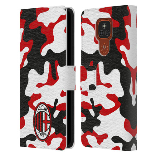 AC Milan Crest Patterns Camouflage Leather Book Wallet Case Cover For Motorola Moto E7 Plus