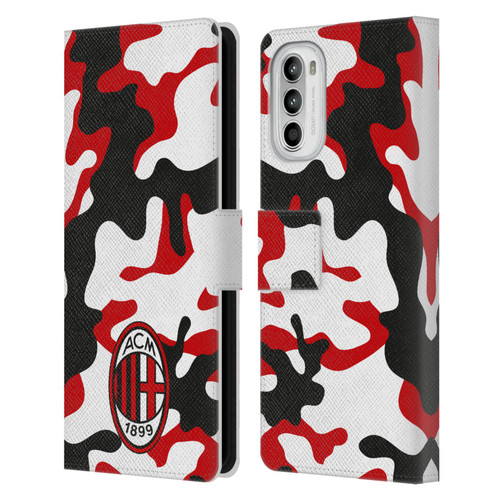 AC Milan Crest Patterns Camouflage Leather Book Wallet Case Cover For Motorola Moto G52