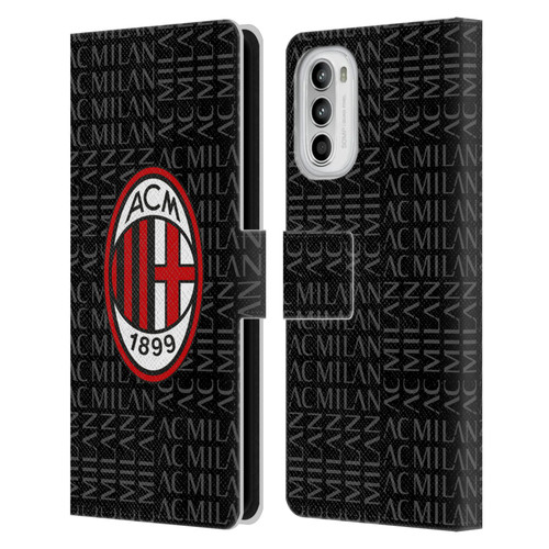 AC Milan Crest Patterns Red And Grey Leather Book Wallet Case Cover For Motorola Moto G52