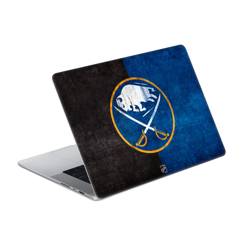NHL Buffalo Sabres Half Distressed Vinyl Sticker Skin Decal Cover for Apple MacBook Pro 14" A2442