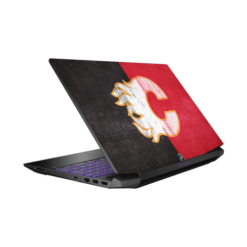 NHL Calgary Flames Half Distressed Vinyl Sticker Skin Decal Cover for HP Pavilion 15.6" 15-dk0047TX