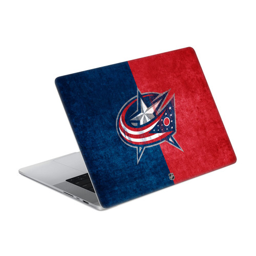 NHL Columbus Blue Jackets Half Distressed Vinyl Sticker Skin Decal Cover for Apple MacBook Pro 14" A2442