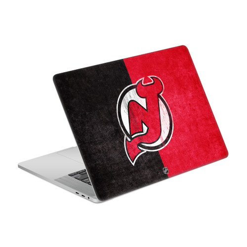 NHL New Jersey Devils Half Distressed Vinyl Sticker Skin Decal Cover for Apple MacBook Pro 16" A2141