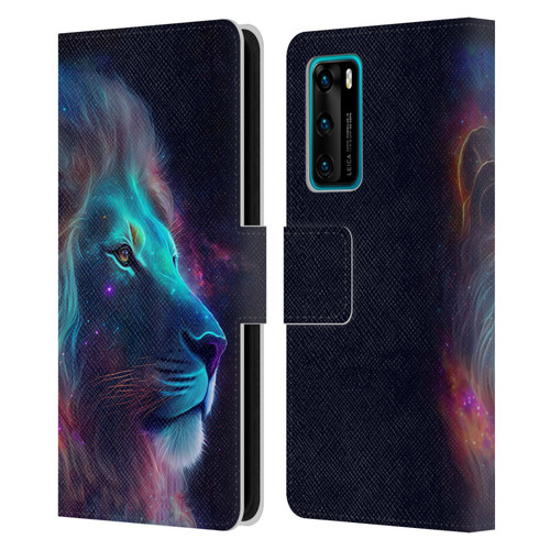 Wumples Cosmic Animals Lion Leather Book Wallet Case Cover For Huawei P40 5G