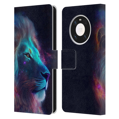 Wumples Cosmic Animals Lion Leather Book Wallet Case Cover For Huawei Mate 40 Pro 5G