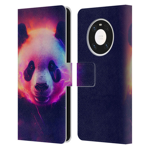 Wumples Cosmic Animals Panda Leather Book Wallet Case Cover For Huawei Mate 40 Pro 5G