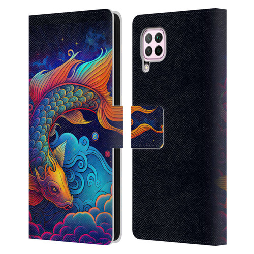 Wumples Cosmic Animals Clouded Koi Fish Leather Book Wallet Case Cover For Huawei Nova 6 SE / P40 Lite