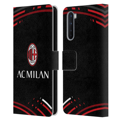 AC Milan Crest Patterns Curved Leather Book Wallet Case Cover For OnePlus Nord 5G