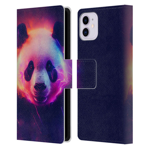 Wumples Cosmic Animals Panda Leather Book Wallet Case Cover For Apple iPhone 11