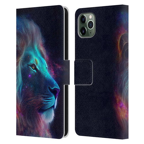Wumples Cosmic Animals Lion Leather Book Wallet Case Cover For Apple iPhone 11 Pro Max