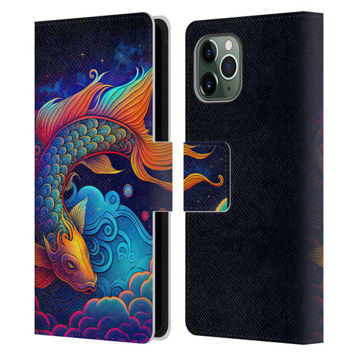 Wumples Cosmic Animals Clouded Koi Fish Leather Book Wallet Case Cover For Apple iPhone 11 Pro