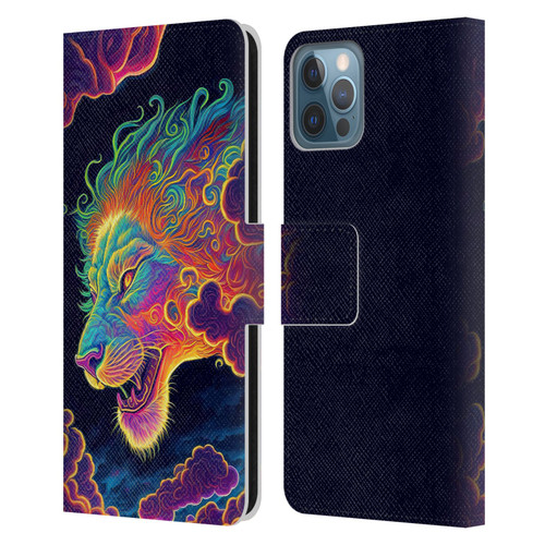 Wumples Cosmic Animals Clouded Lion Leather Book Wallet Case Cover For Apple iPhone 12 / iPhone 12 Pro