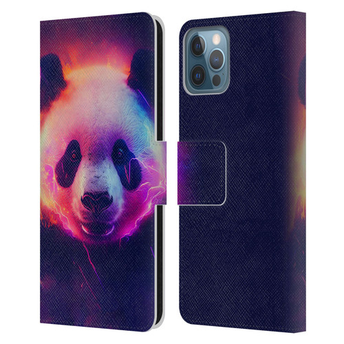 Wumples Cosmic Animals Panda Leather Book Wallet Case Cover For Apple iPhone 12 / iPhone 12 Pro