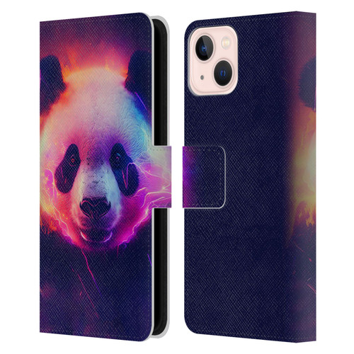 Wumples Cosmic Animals Panda Leather Book Wallet Case Cover For Apple iPhone 13