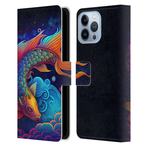 Wumples Cosmic Animals Clouded Koi Fish Leather Book Wallet Case Cover For Apple iPhone 13 Pro Max