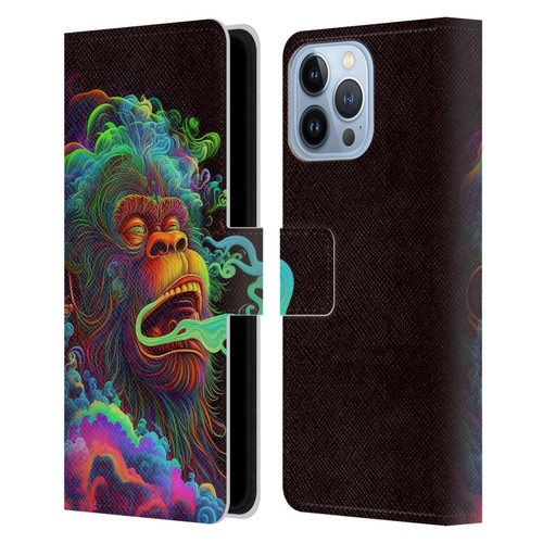 Wumples Cosmic Animals Clouded Monkey Leather Book Wallet Case Cover For Apple iPhone 13 Pro Max