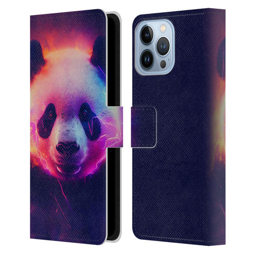 Wumples Cosmic Animals Panda Leather Book Wallet Case Cover For Apple iPhone 13 Pro Max