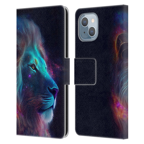 Wumples Cosmic Animals Lion Leather Book Wallet Case Cover For Apple iPhone 14