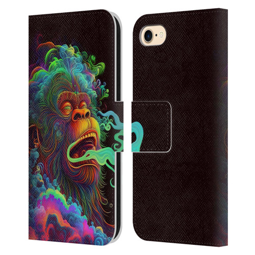 Wumples Cosmic Animals Clouded Monkey Leather Book Wallet Case Cover For Apple iPhone 7 / 8 / SE 2020 & 2022