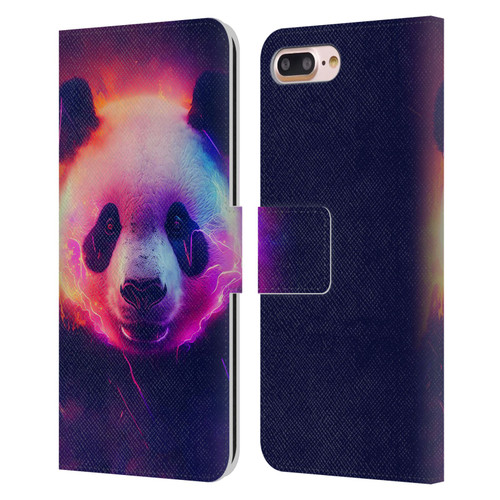 Wumples Cosmic Animals Panda Leather Book Wallet Case Cover For Apple iPhone 7 Plus / iPhone 8 Plus