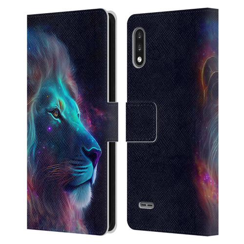 Wumples Cosmic Animals Lion Leather Book Wallet Case Cover For LG K22