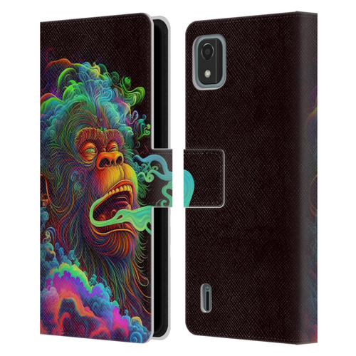 Wumples Cosmic Animals Clouded Monkey Leather Book Wallet Case Cover For Nokia C2 2nd Edition