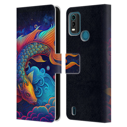 Wumples Cosmic Animals Clouded Koi Fish Leather Book Wallet Case Cover For Nokia G11 Plus