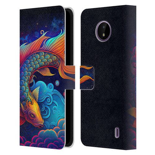 Wumples Cosmic Animals Clouded Koi Fish Leather Book Wallet Case Cover For Nokia C10 / C20
