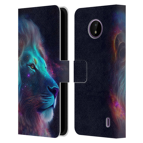 Wumples Cosmic Animals Lion Leather Book Wallet Case Cover For Nokia C10 / C20