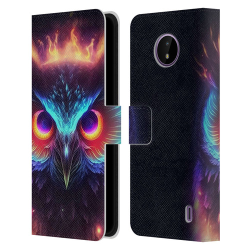 Wumples Cosmic Animals Owl Leather Book Wallet Case Cover For Nokia C10 / C20