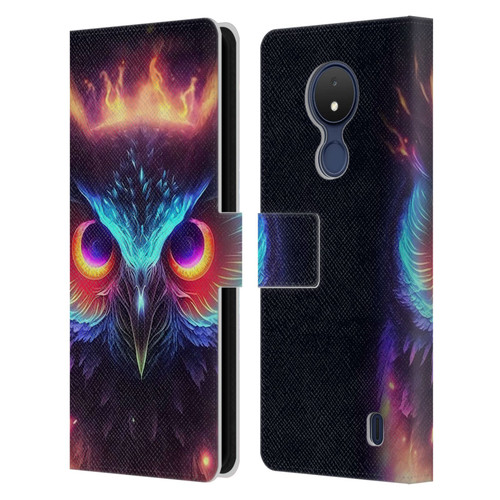 Wumples Cosmic Animals Owl Leather Book Wallet Case Cover For Nokia C21