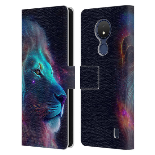 Wumples Cosmic Animals Lion Leather Book Wallet Case Cover For Nokia C21