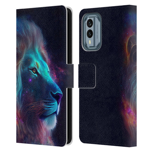 Wumples Cosmic Animals Lion Leather Book Wallet Case Cover For Nokia X30