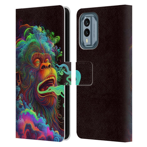 Wumples Cosmic Animals Clouded Monkey Leather Book Wallet Case Cover For Nokia X30