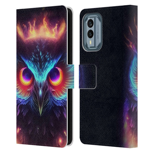 Wumples Cosmic Animals Owl Leather Book Wallet Case Cover For Nokia X30