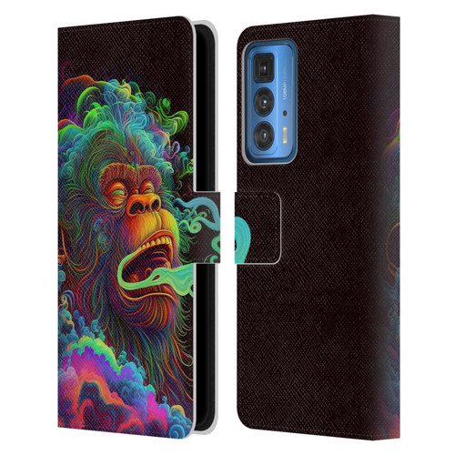 Wumples Cosmic Animals Clouded Monkey Leather Book Wallet Case Cover For Motorola Edge 20 Pro
