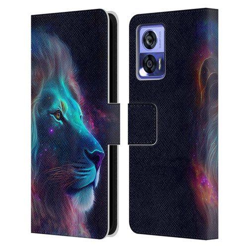Wumples Cosmic Animals Lion Leather Book Wallet Case Cover For Motorola Edge 30 Neo 5G