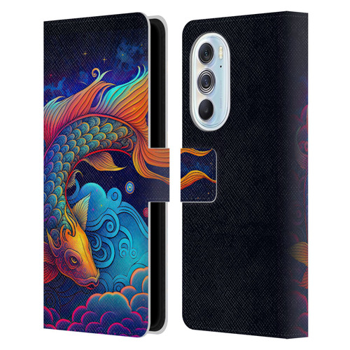 Wumples Cosmic Animals Clouded Koi Fish Leather Book Wallet Case Cover For Motorola Edge X30