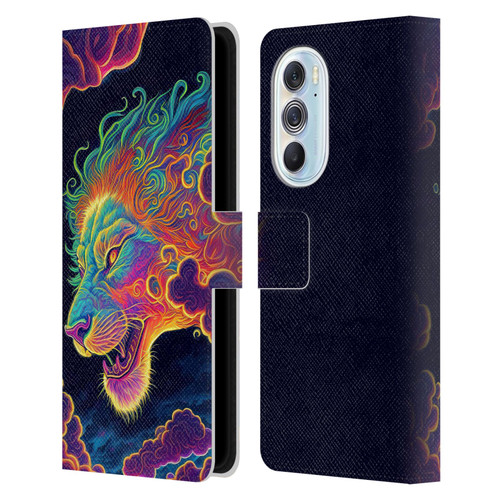 Wumples Cosmic Animals Clouded Lion Leather Book Wallet Case Cover For Motorola Edge X30