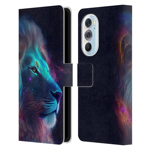 Wumples Cosmic Animals Lion Leather Book Wallet Case Cover For Motorola Edge X30